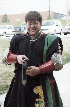 Lord Etienne Dubois at a Pine Log Park fighter practice in the summer of A.S. XXXI (1997)