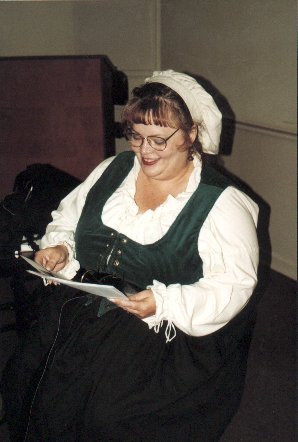 Lady Molli Rose Kekilpenny at a Shire meeting in A.S. XXXIII (1998)