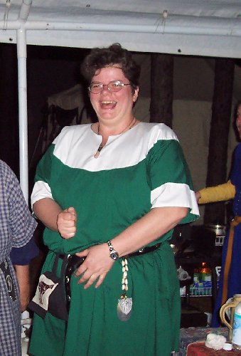 Lady Samaire de Lacy about to be belted at Gulf Wars XIII in A.S. XXXVIII (2004)