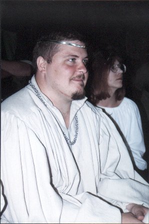 Lord Valamir von Straubing at Champion's List V in A.S. XXXIII (1998) after receiving his AOA